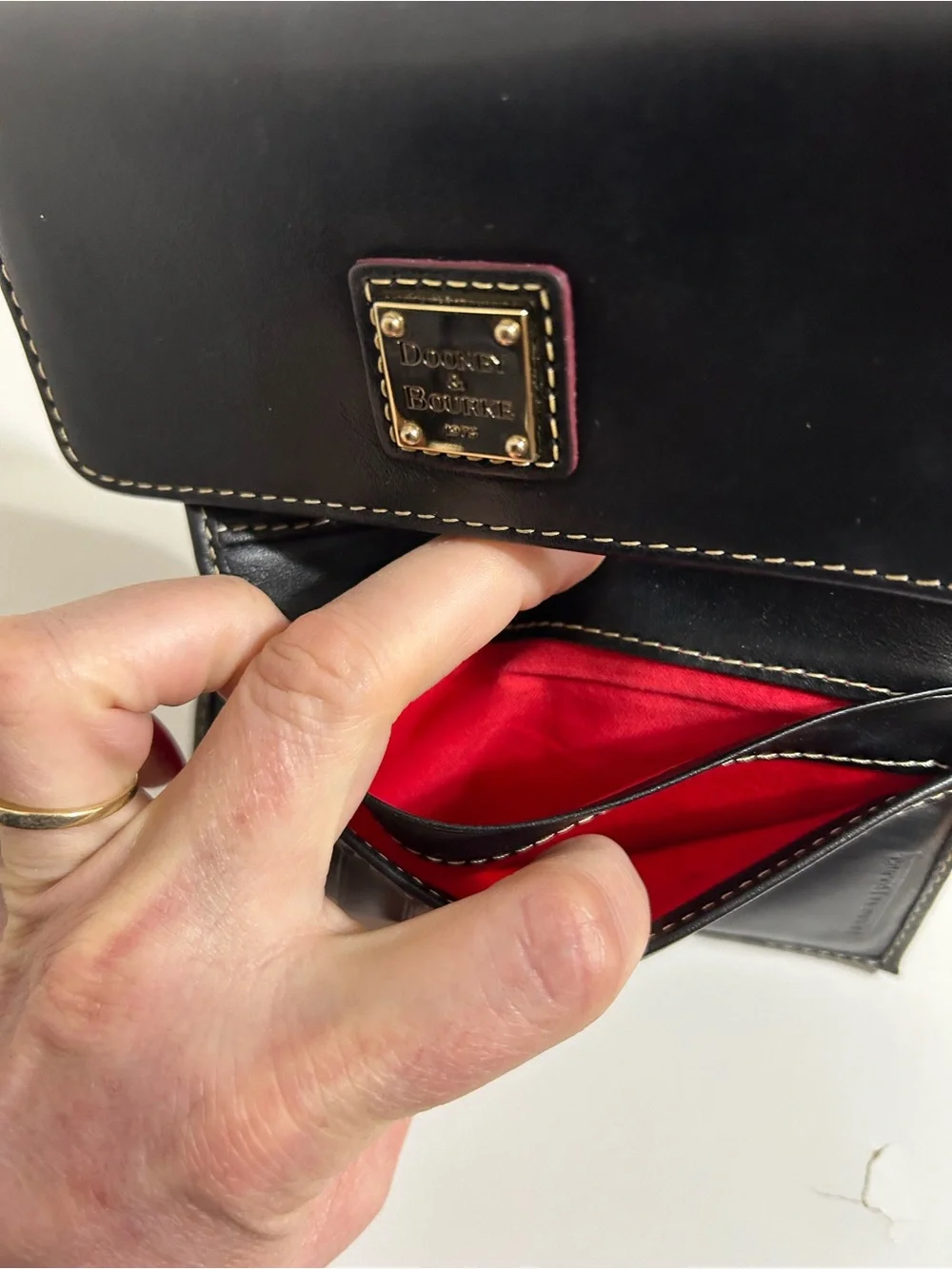 Dooney and Bourke Black Smooth Leather Fold Over Wallet - Picture 9 of 10